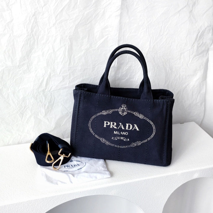 Prada canapa 2way denim shoulder hand bag