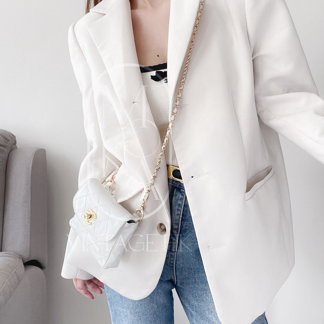 Chanel vintage quilted sheepskin CC belt bag