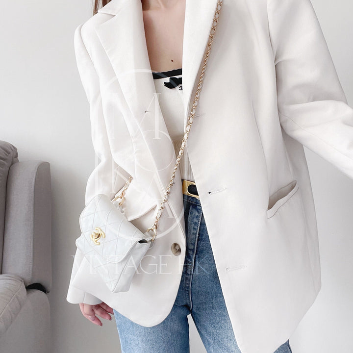 Chanel vintage quilted sheepskin CC belt bag