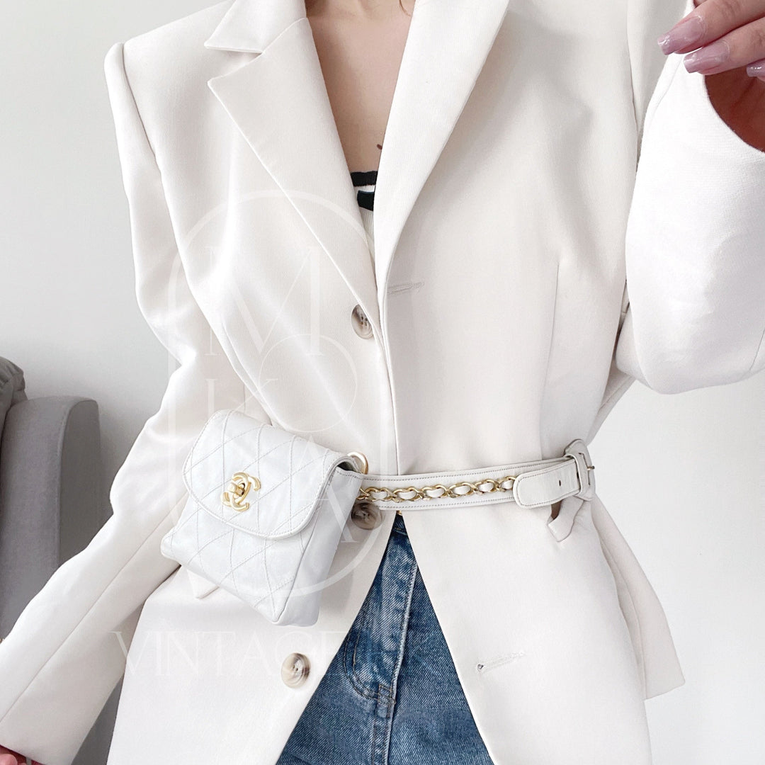 Chanel vintage quilted sheepskin CC belt bag