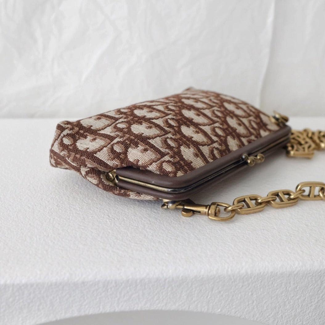 Dior vintage kiss-lock clutch bag+chain