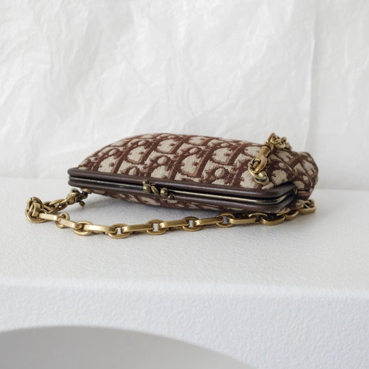 Dior vintage kiss-lock clutch bag+chain