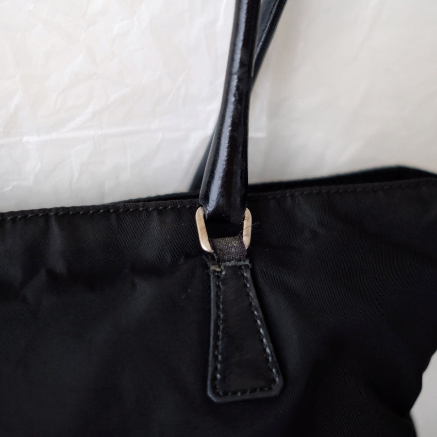 Prada vintage nylon and leather tote bag
