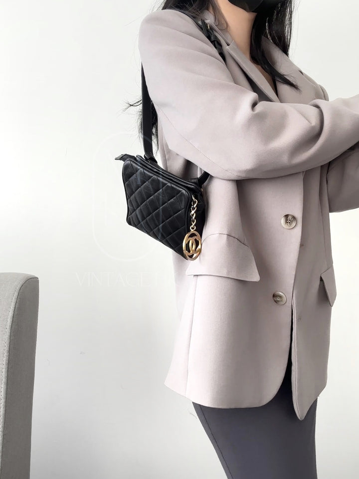 Chanel vintage quilted sheepskin CC belt bag
