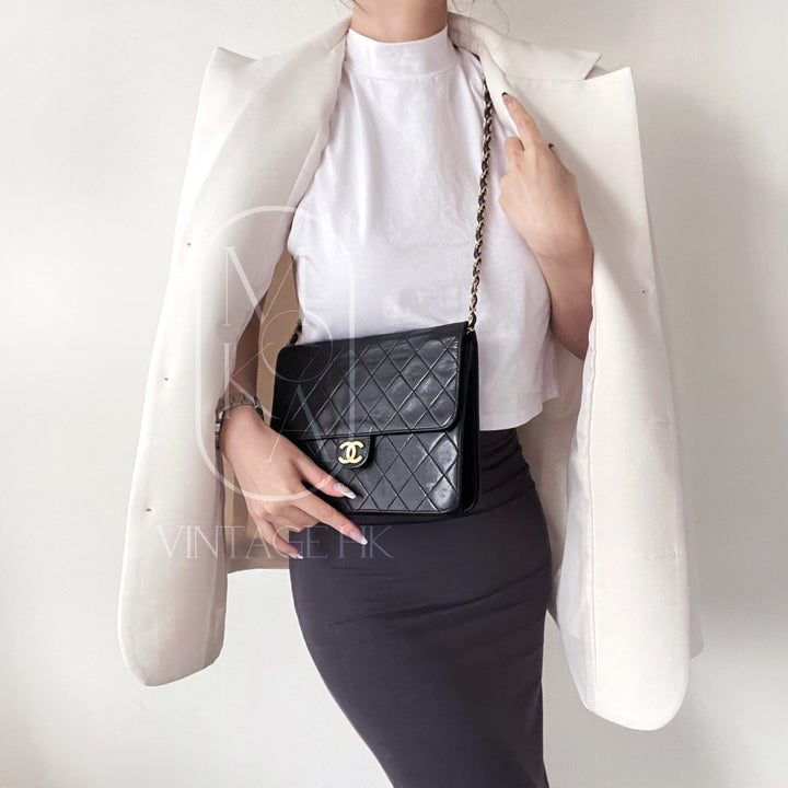 Chanel vintage black classic flap chain bag