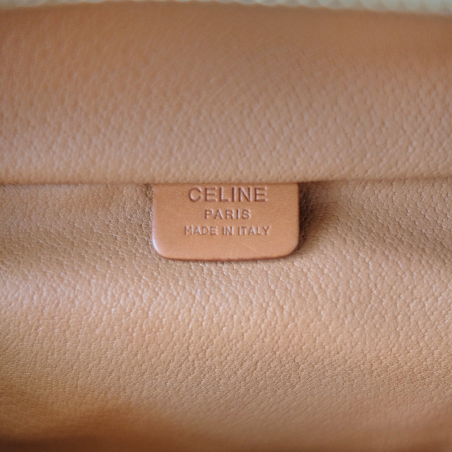 Celine macadam vanity brown coated canvas fabric cosmetic bag