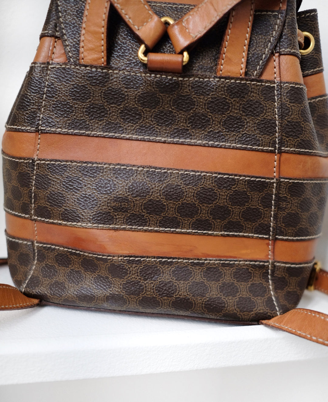 Celine makadam triomphe brown pvc leather backpack