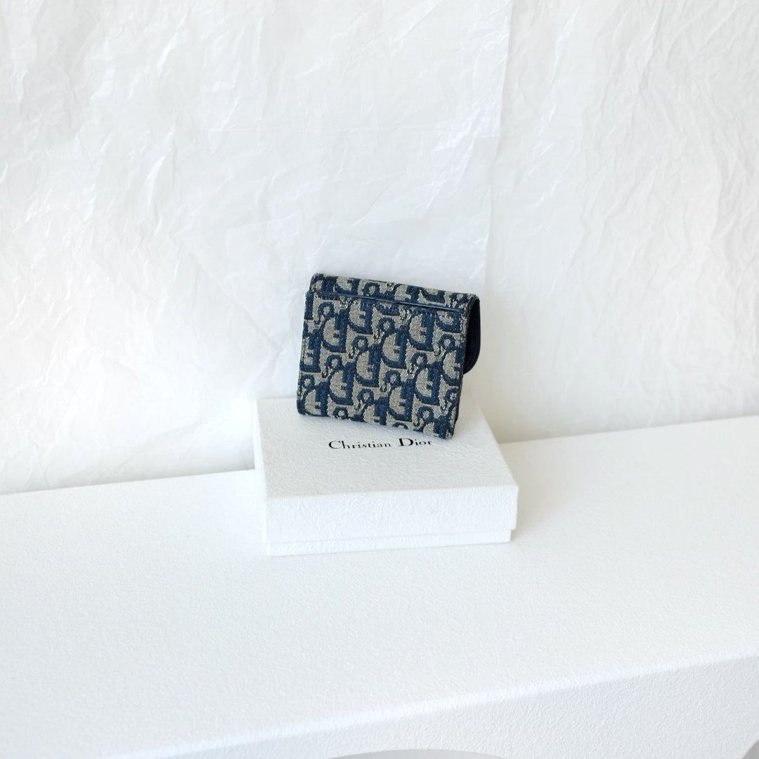 Dior saddle trotter bi-fold wallet navy