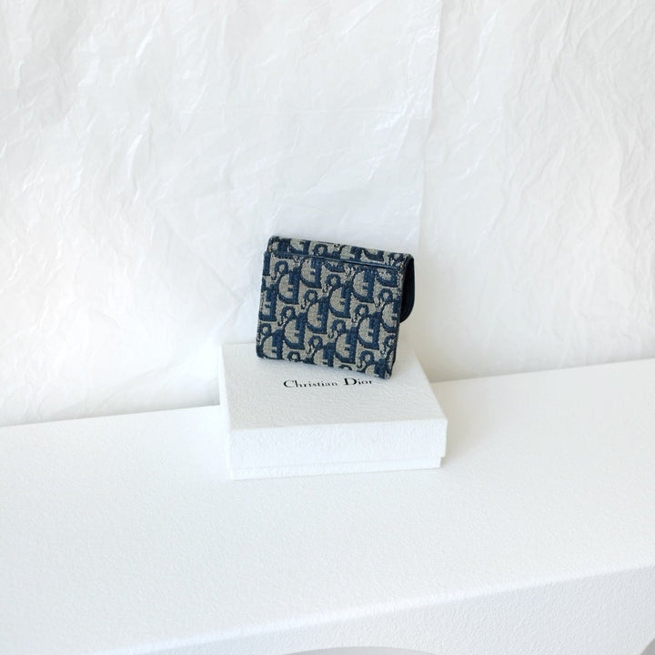 Dior saddle trotter bi-fold wallet navy