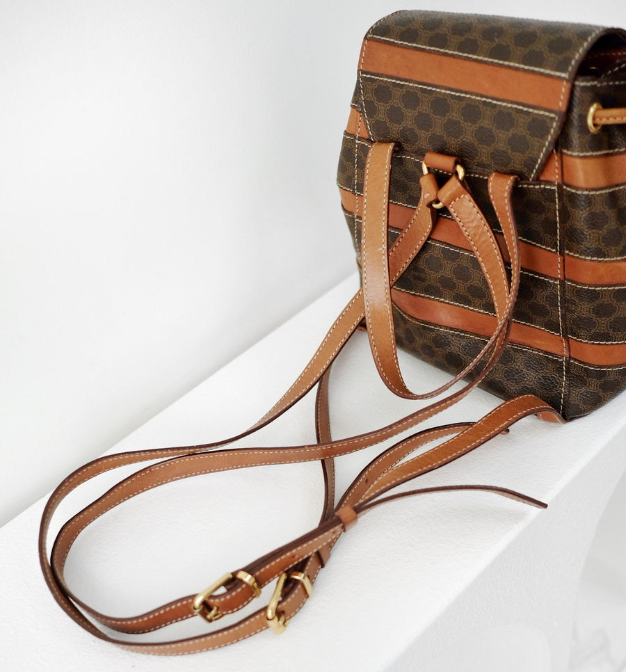 Celine makadam triomphe brown pvc leather backpack