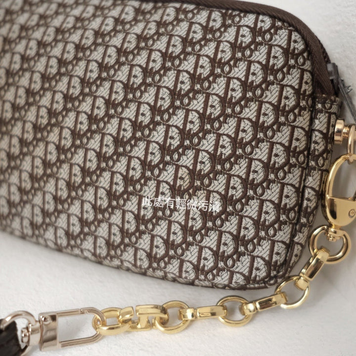 Dior vintage trotter jacquard pouch+chain