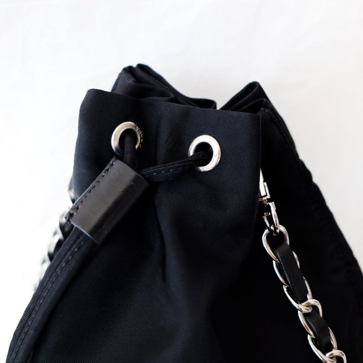 Prada nylon bucket bag +chain