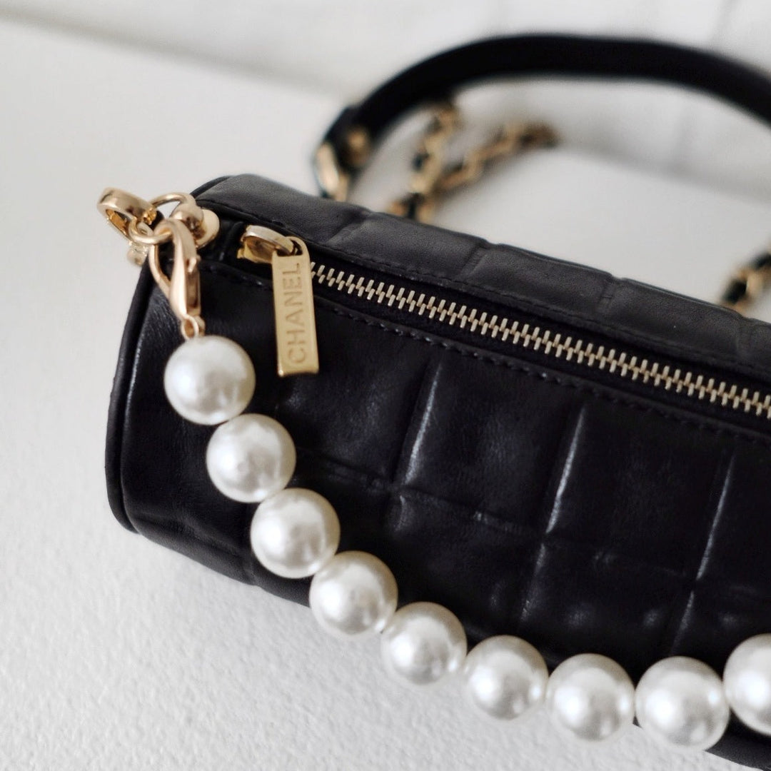 Chanel vintage chocolate bar cc cylinder bag