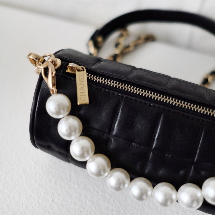 Chanel vintage chocolate bar cc cylinder bag