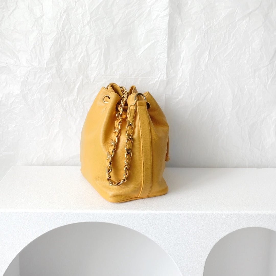 Chanel vintage CC drawstring cowhide bucket bag