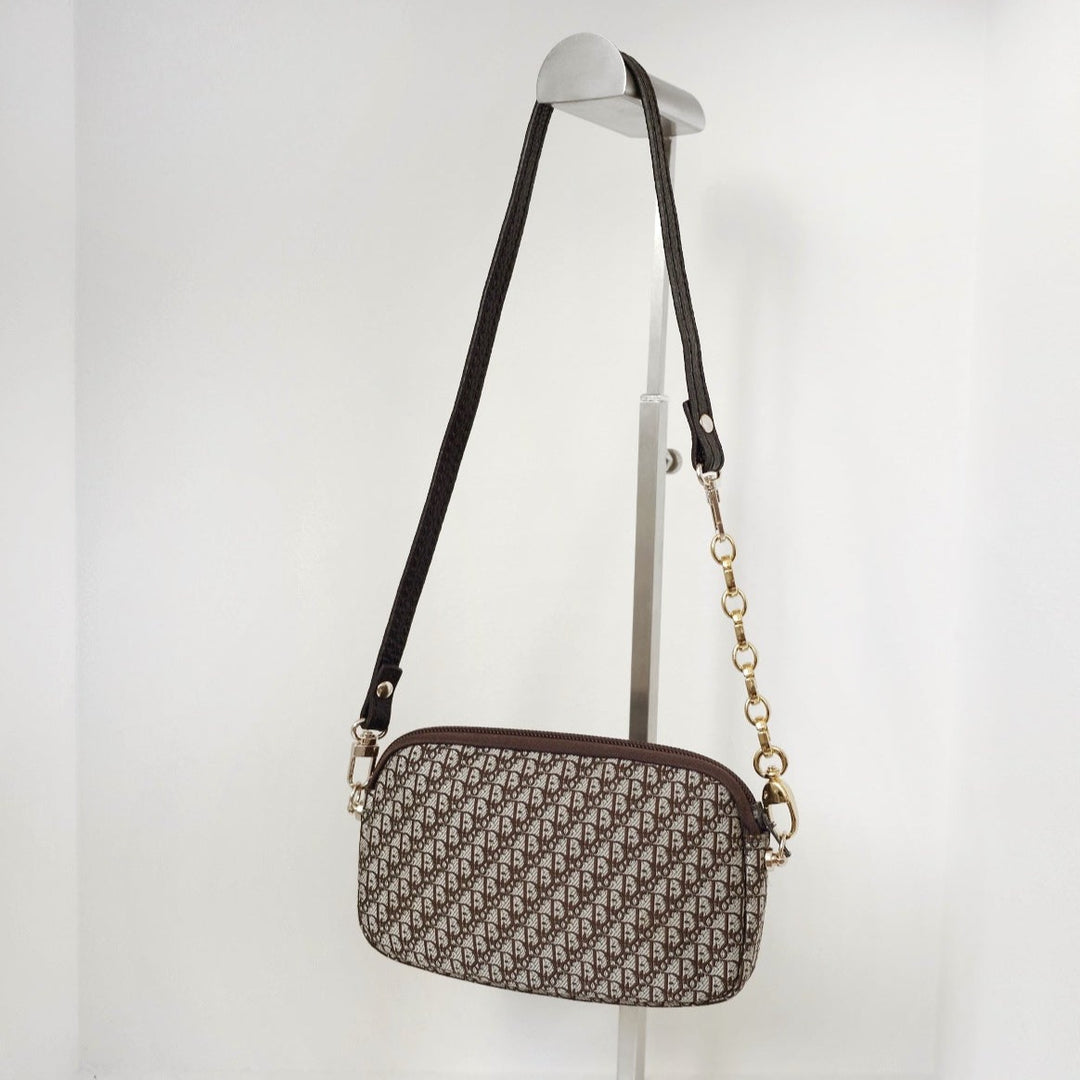 Dior vintage trotter jacquard pouch+chain