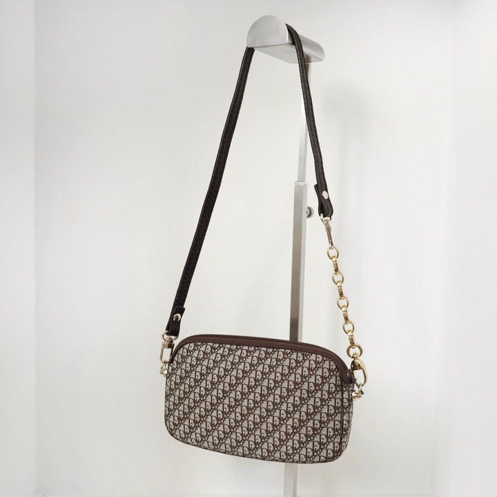 Dior vintage trotter jacquard pouch+chain