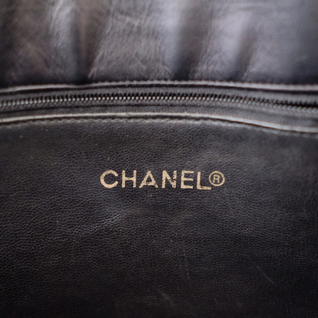 Chanel matelasse quilted black vintage shoulder tote
