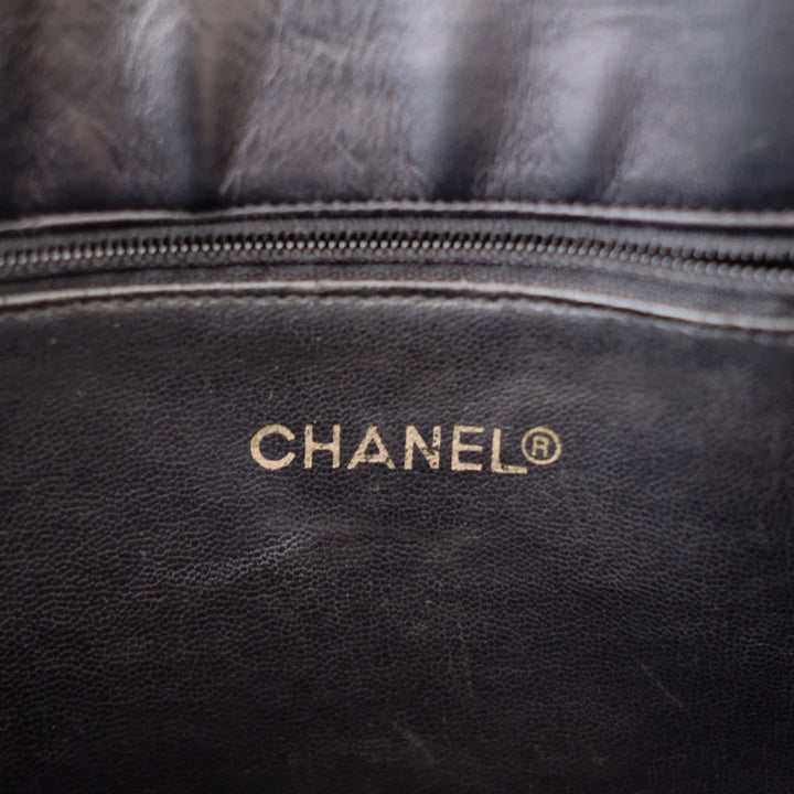 Chanel matelasse quilted black vintage shoulder tote