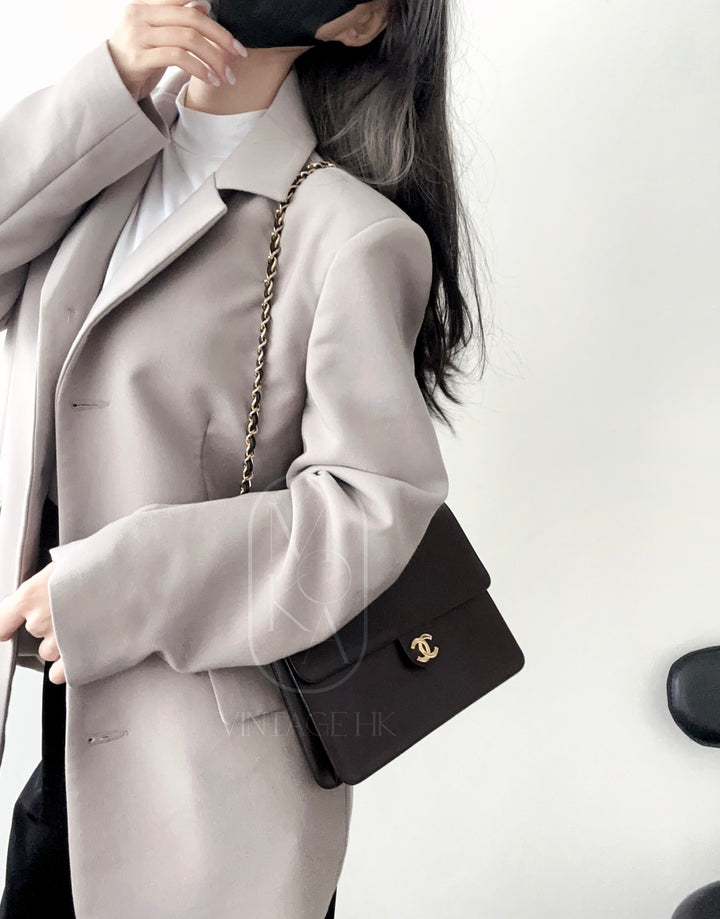 Chanel vintage box leather flap chain bag