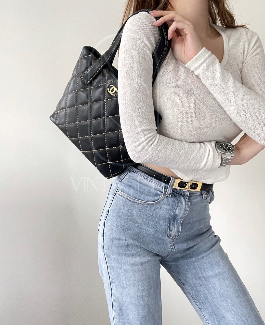 Chanel wild stitch cc tote bag