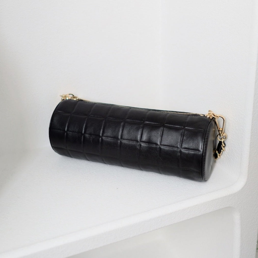 Chanel vintage chocolate bar cc cylinder bag
