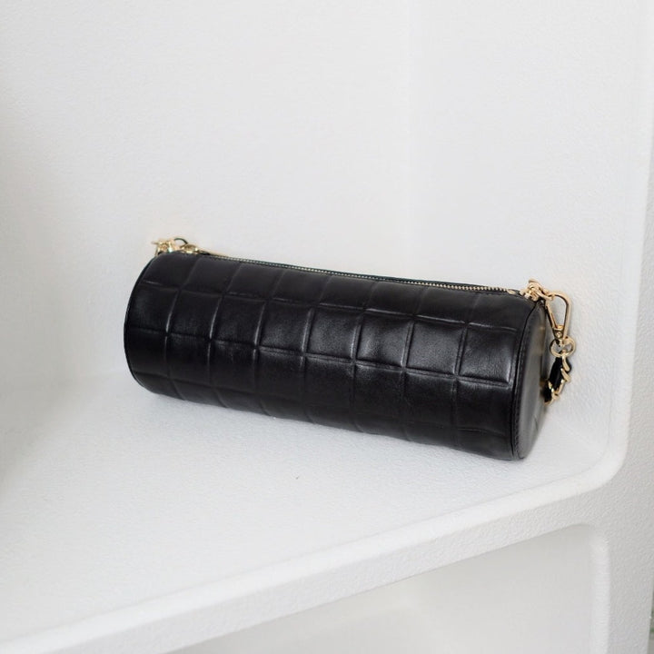Chanel vintage chocolate bar cc cylinder bag