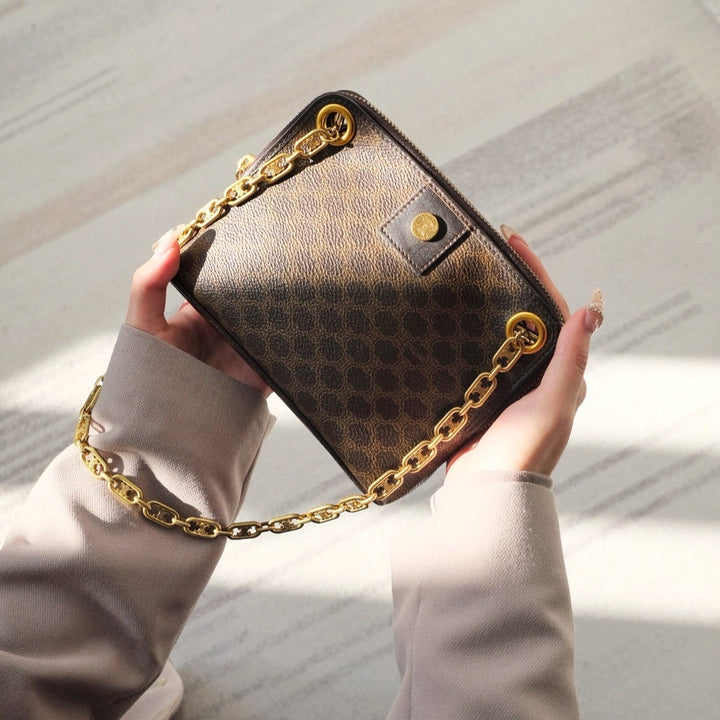 Celine leather clutch+chain