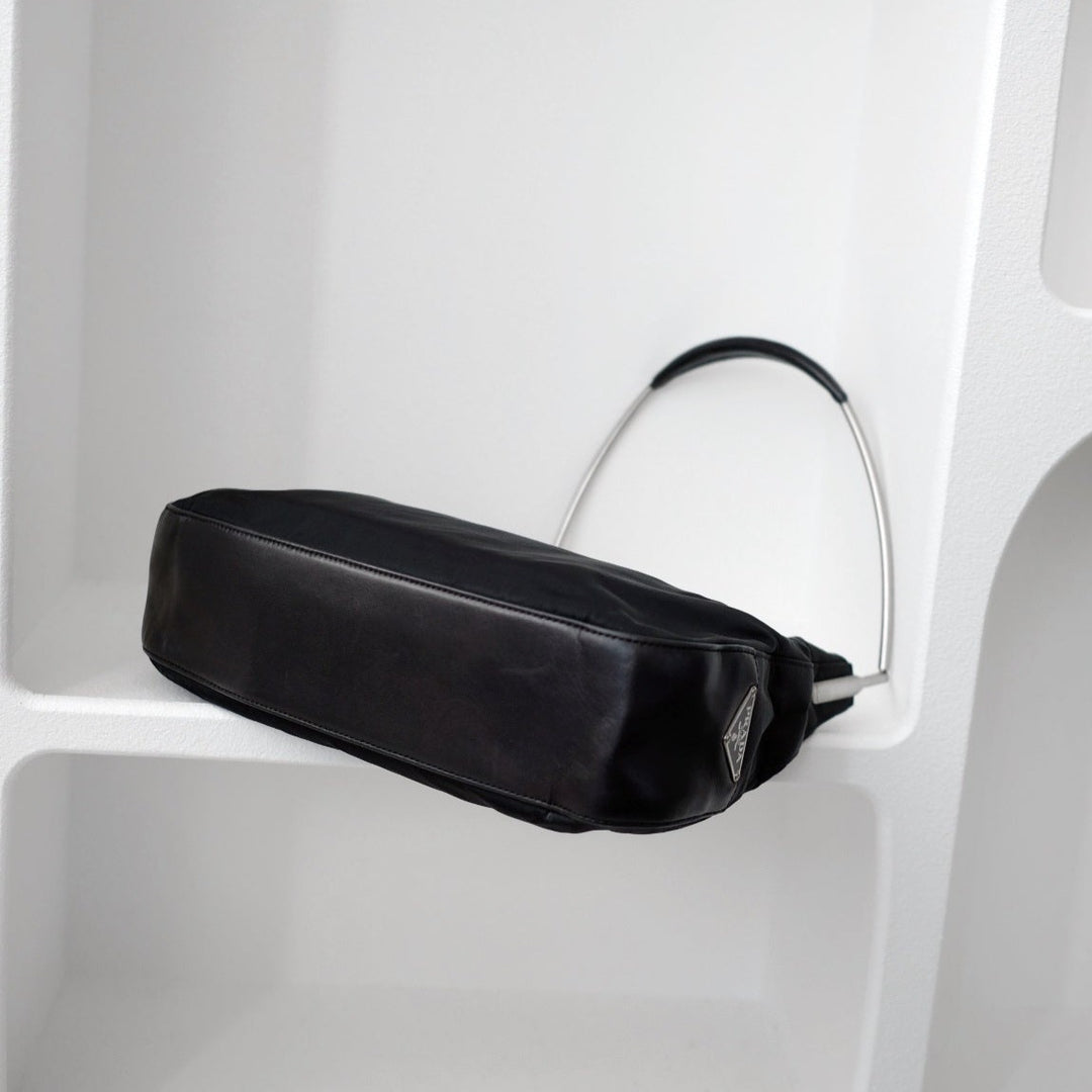 Prada metal strap side logo tote bag