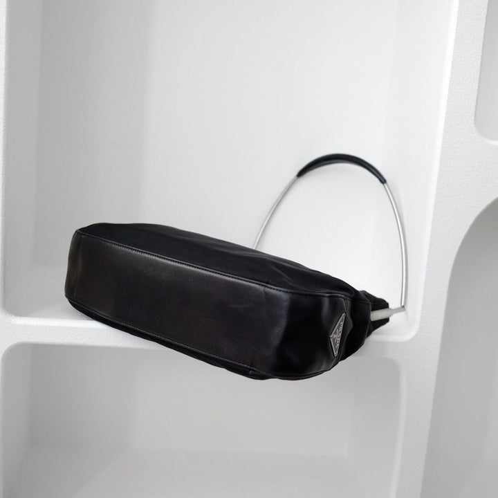 Prada metal strap side logo tote bag