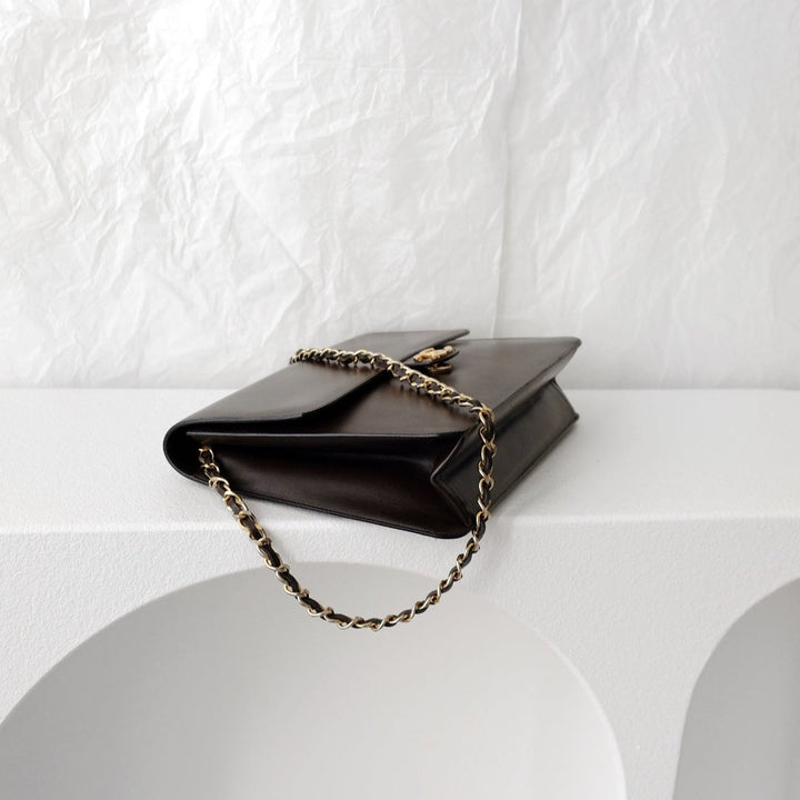 Chanel vintage box leather flap chain bag