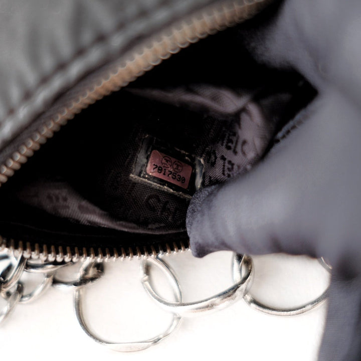 Chanel black chocolate bar nylon pochette