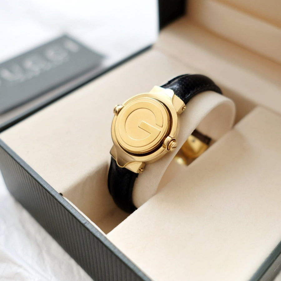 Gucci vintage gold swivel-twirl wristwatch