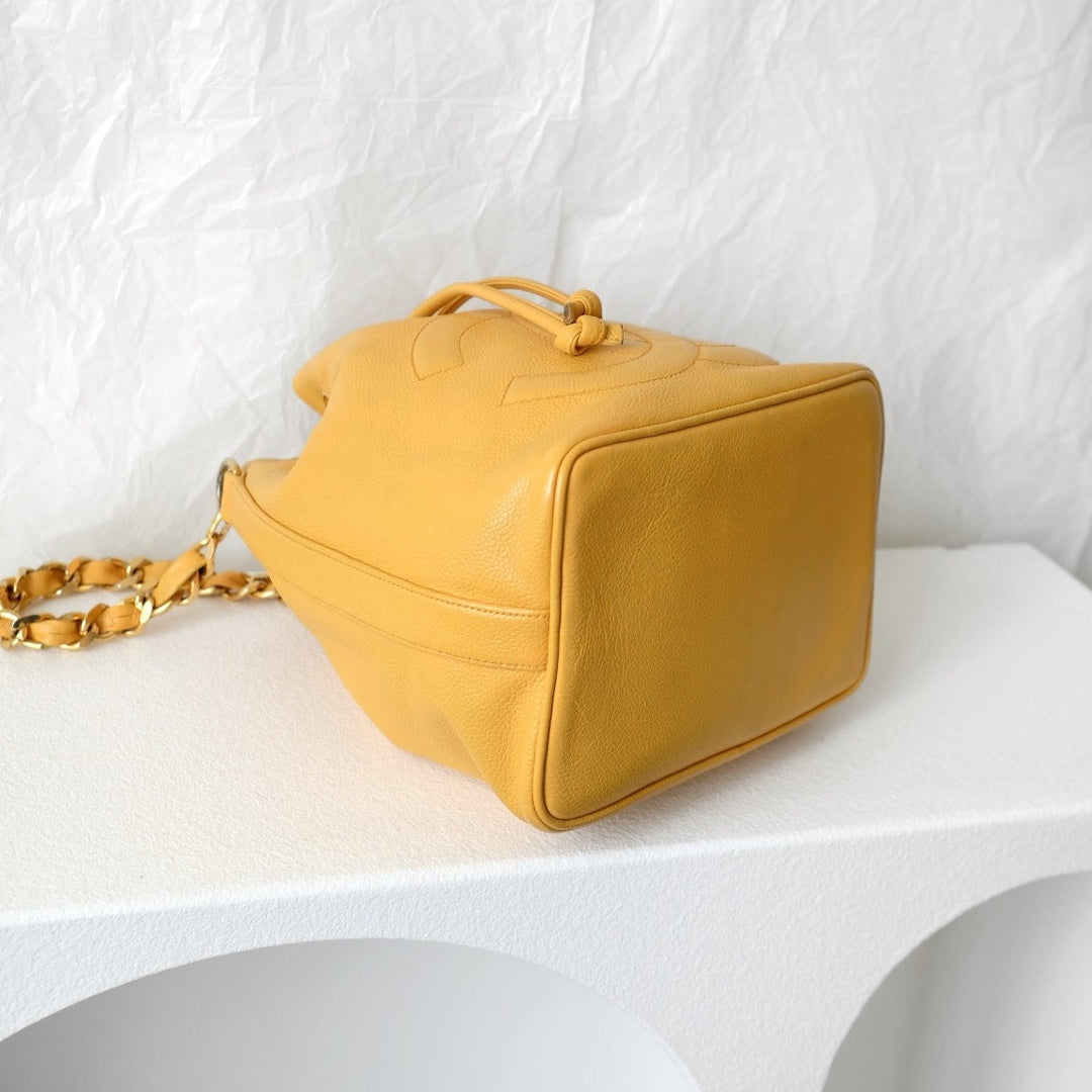 Chanel vintage CC drawstring cowhide bucket bag