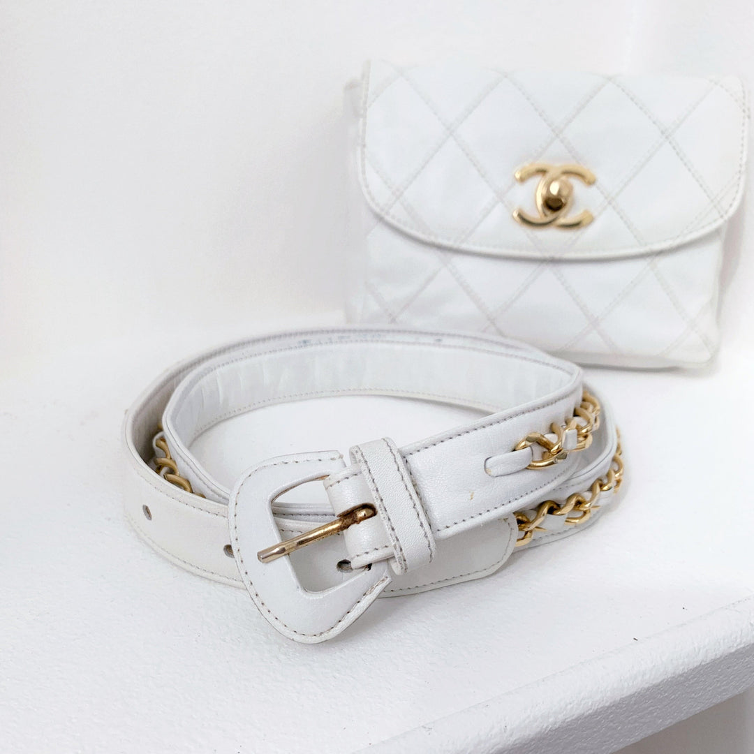 Chanel vintage quilted sheepskin CC belt bag