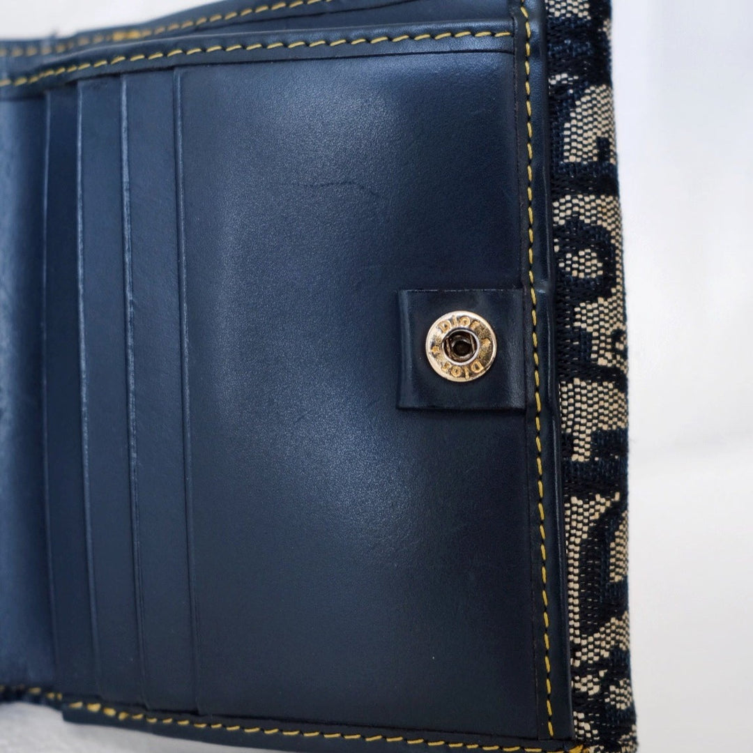 Dior saddle trotter bi-fold wallet navy
