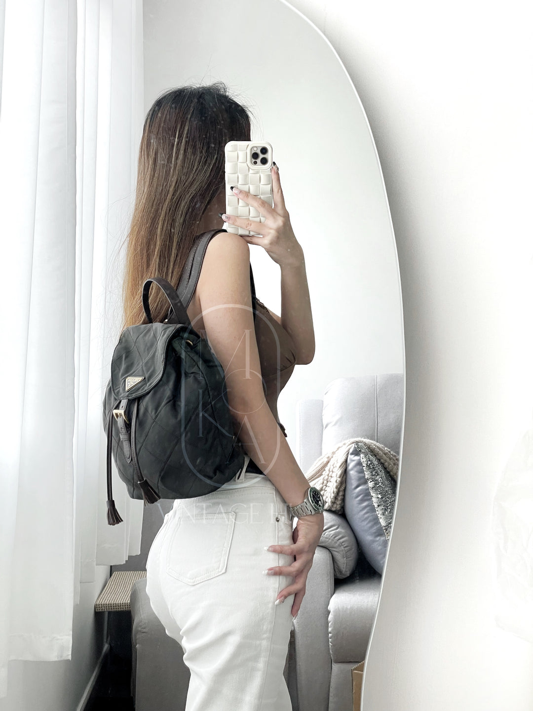 Prada matelasse nylon leather backpack