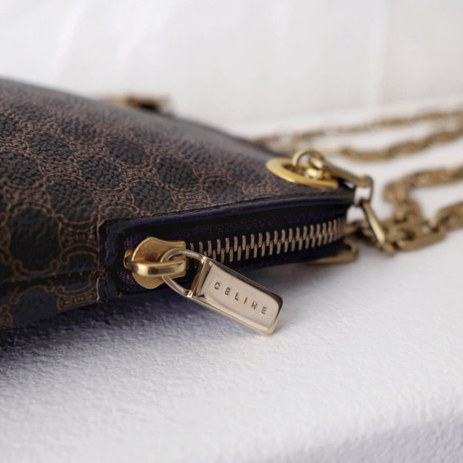 Celine leather clutch+chain
