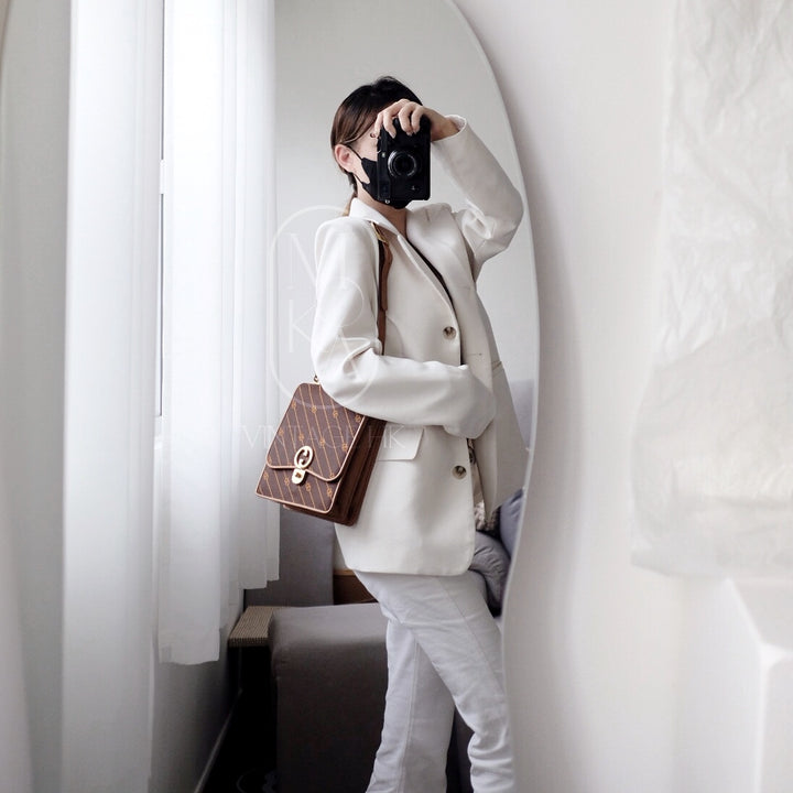 Gucci vintage canvas leather flap shoulder bag