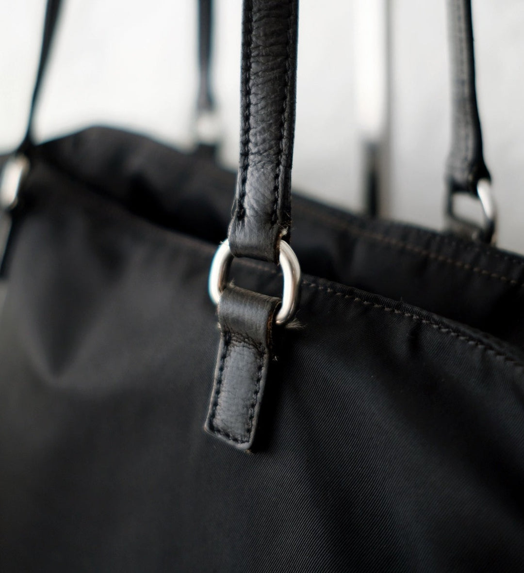 Prada nylon tote bag with keychain
