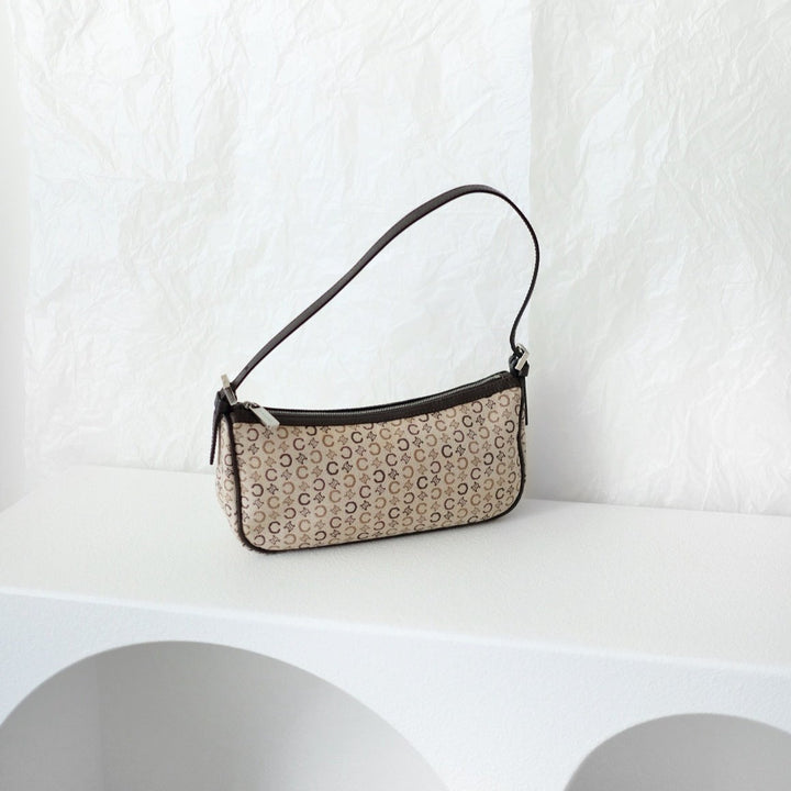 Celine canvas leather shoulder bag