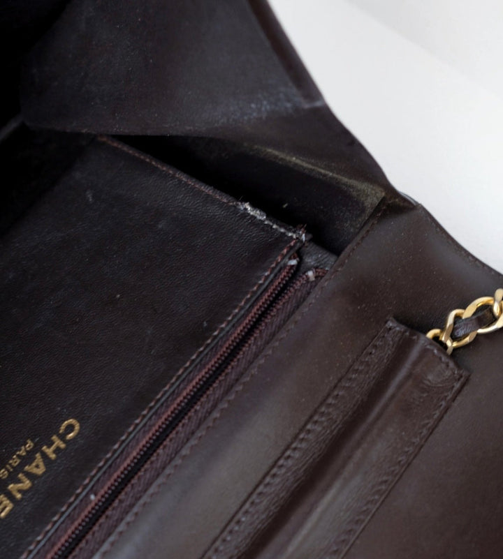 Chanel vintage box leather flap chain bag