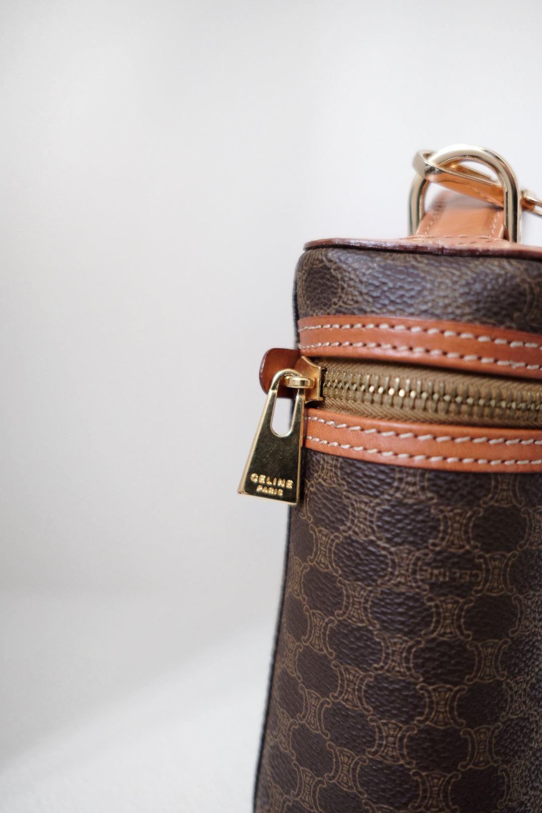Celine macadam vanity brown coated canvas fabric cosmetic bag