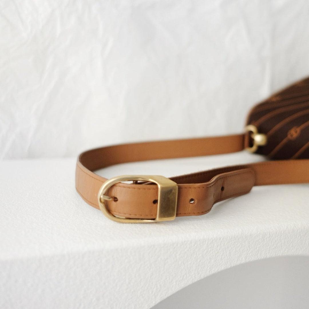 Gucci vintage canvas leather flap shoulder bag