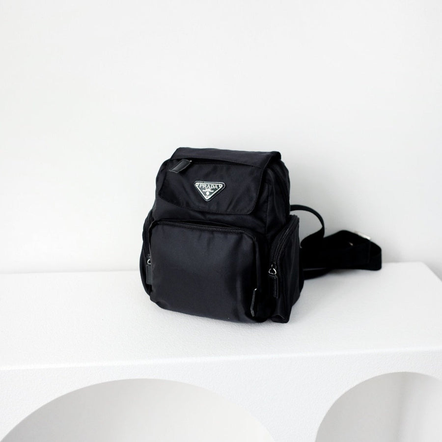 Prada drawstring tessuto black  backpack