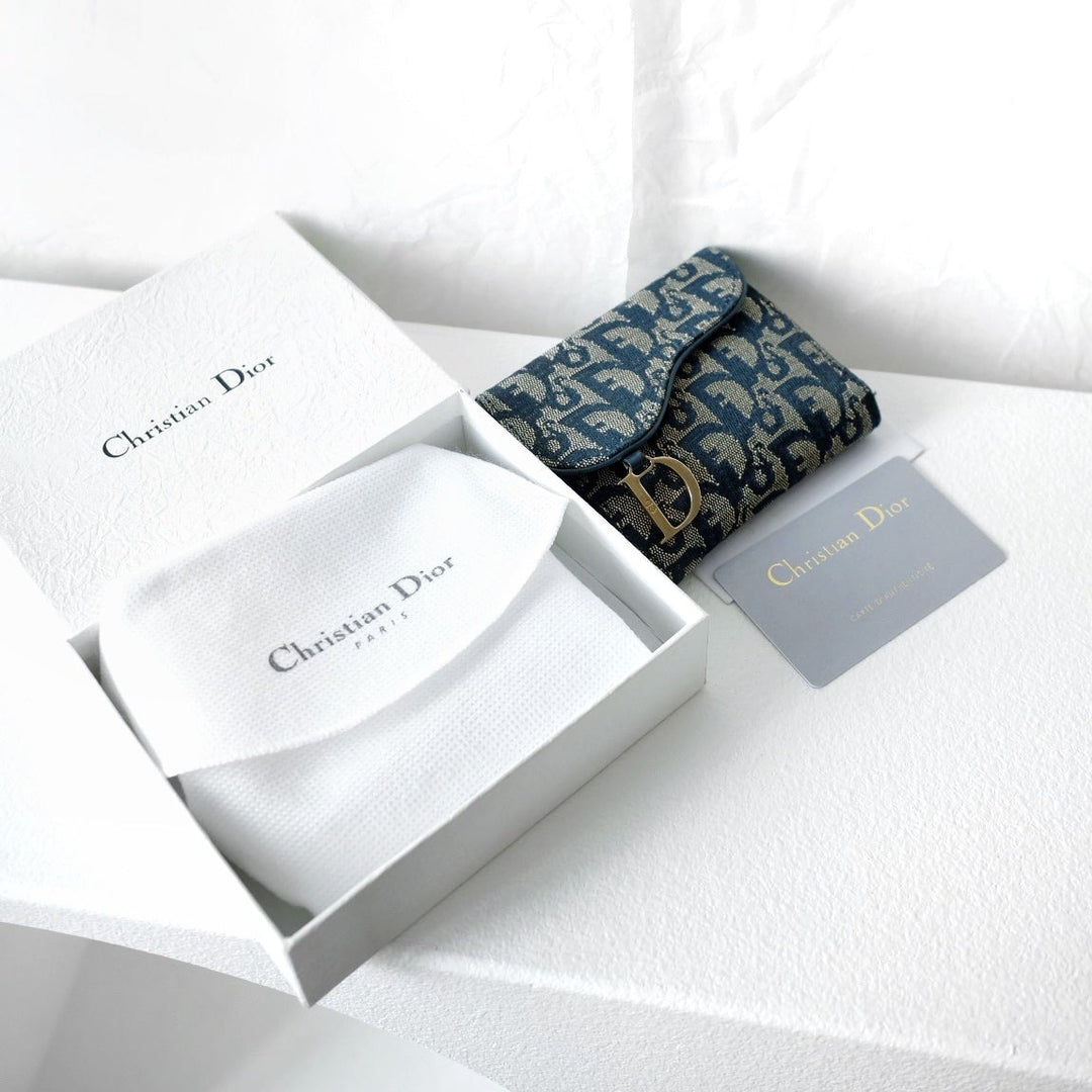 Dior saddle trotter bi-fold wallet navy