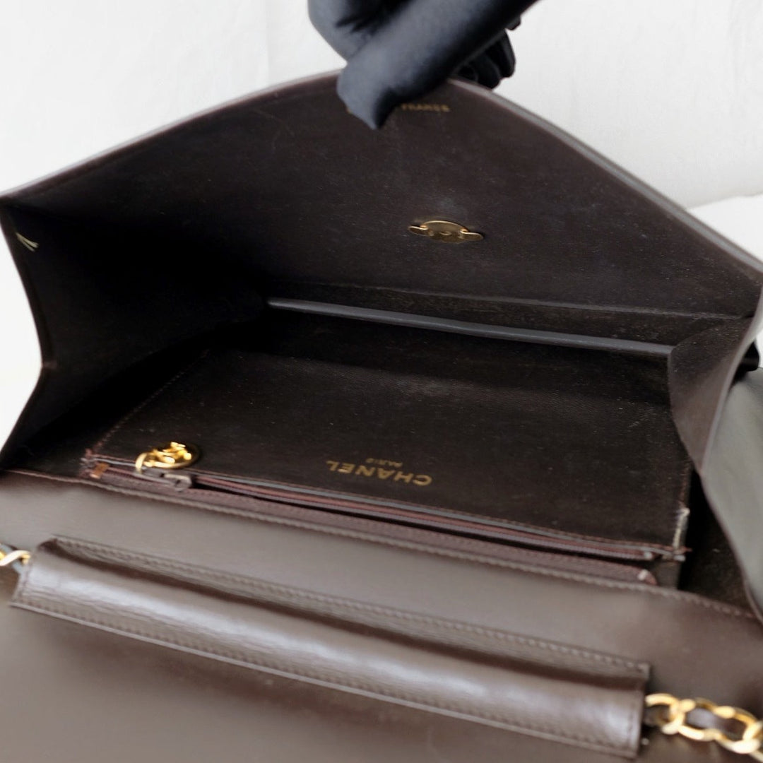 Chanel vintage box leather flap chain bag