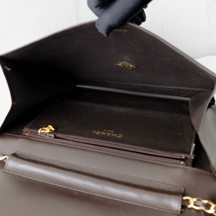 Chanel vintage box leather flap chain bag
