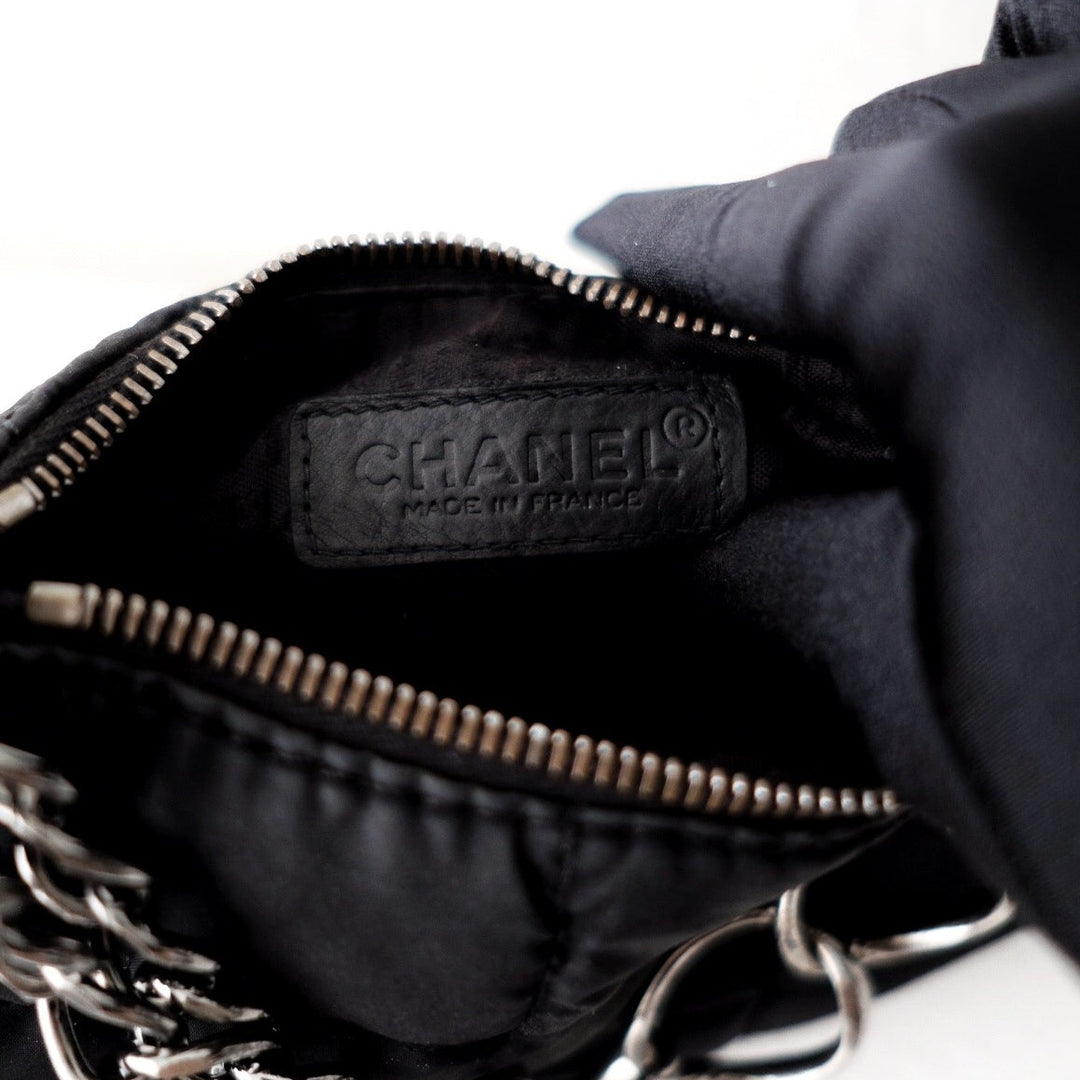Chanel black chocolate bar nylon pochette