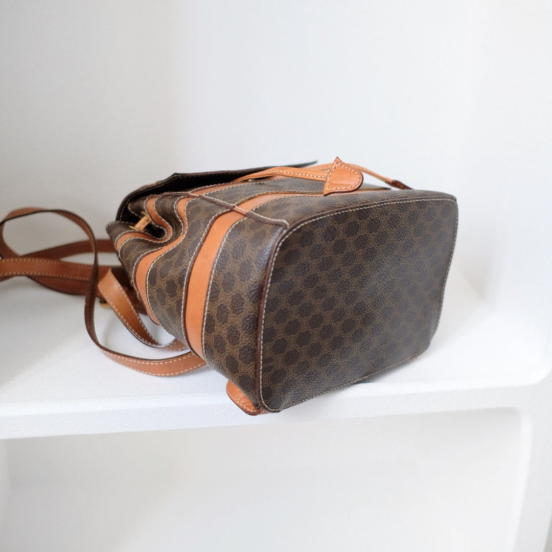 Celine makadam triomphe brown pvc leather backpack